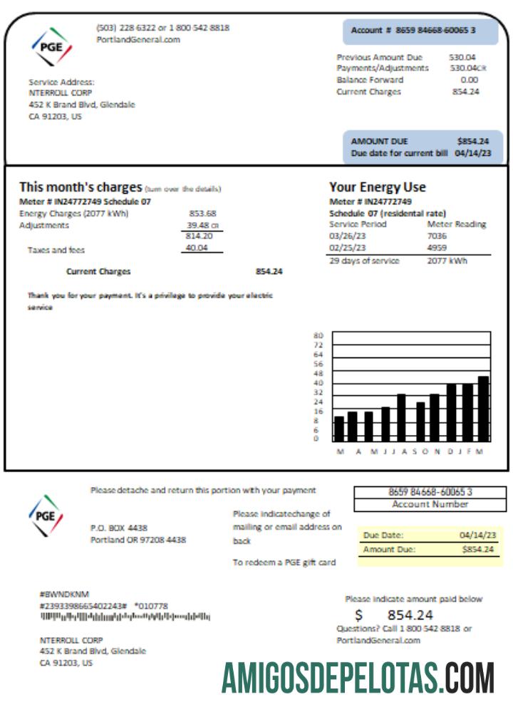 Projeto de lei de serviços públicos de eletricidade da Oregon PGE, SCR baixar para verificação